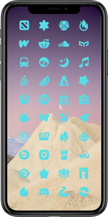 DarkBoard XS Glyphs Theme - Cyan Color Variant DarkBoard XS 48